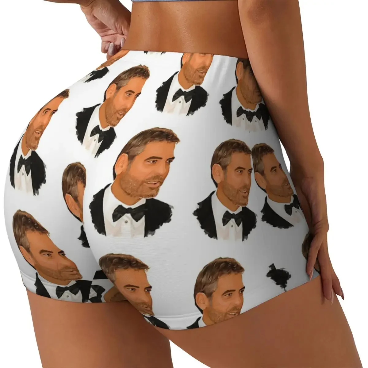 Custom George Clooney Digital Painting Women Gym Workout Running Shorts Athletic Volleyball Biker Yoga Shorts