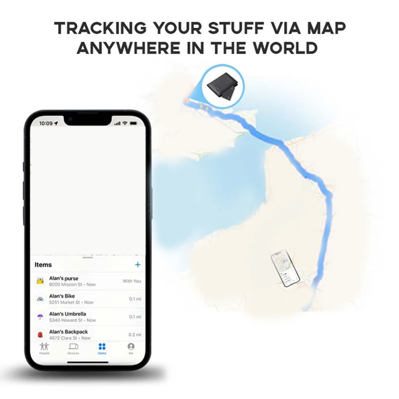 การ์ดติดตามการชาร์จแบบไร้สายสมาร์ทกันน้ํา GPS Locator Wallet Finder ทํางานร่วมกับ App Find My App Mini Tracker