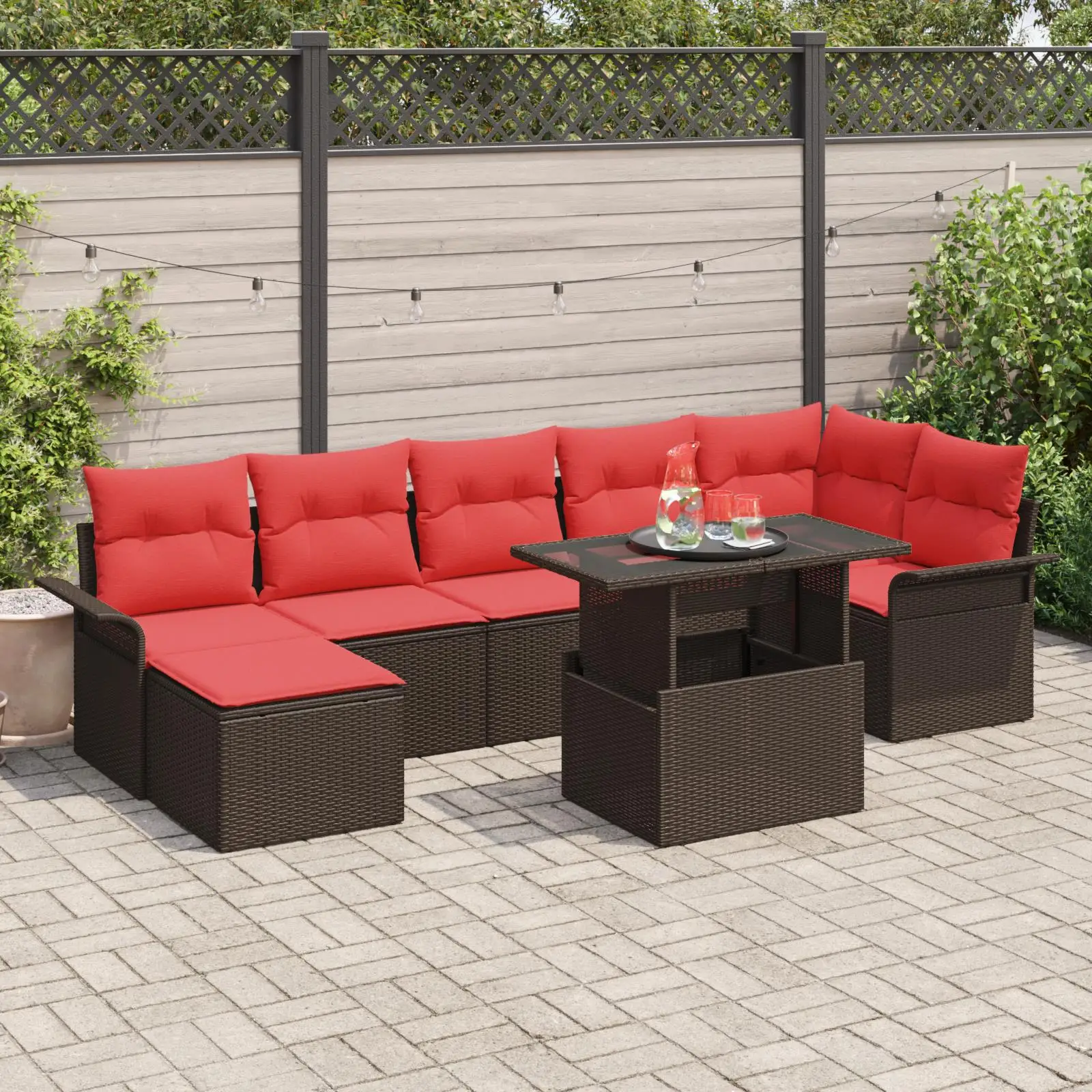 

Cozy Brown Poly Rattan 8 Piece Garden Sofa Set with Soft Cushions for Outdoor Relaxation