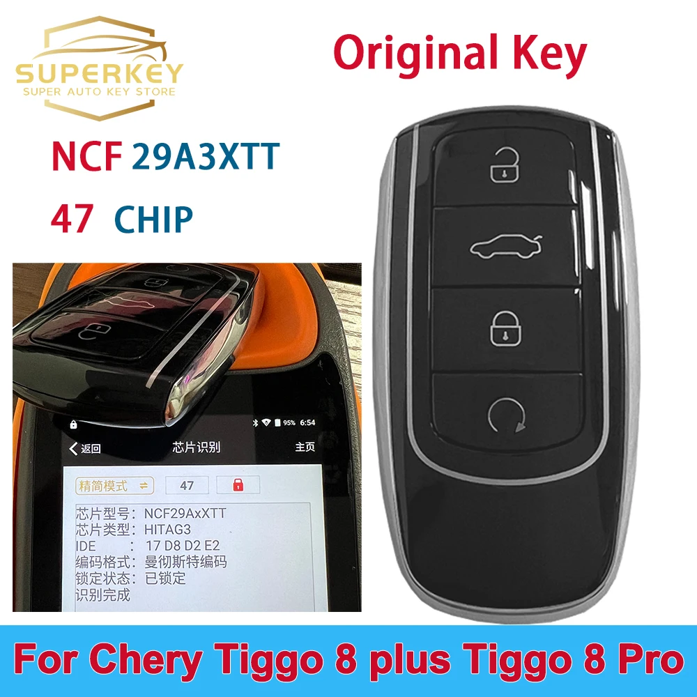 

SUPERKEY Original Car Keyless Go Smart Key 434Mhz ID47Chip For Chery Tiggo 8 Plus Tiggo 8 Pro OMODA Intelligent Remote Key