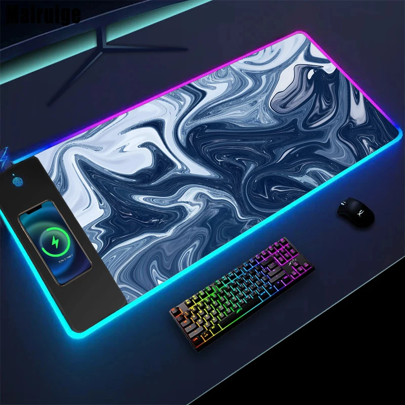 

Texture Fluid Wireless Charging Desk Setup Accessories Mousepad Gaming Table Mat Office Gadgets Playmat Mouse Pad Desktop Mat