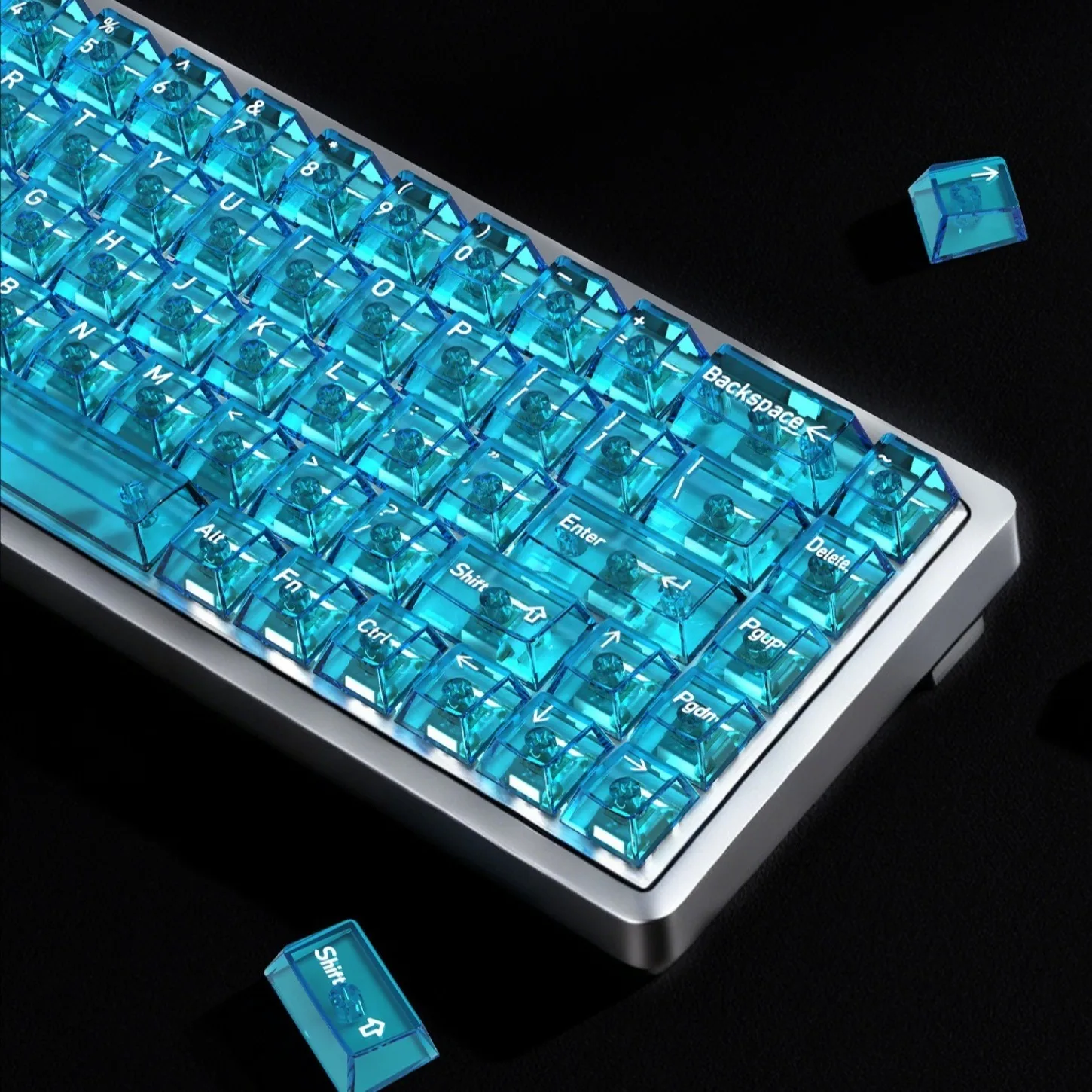 2026 Super New 132 Keys PC Crystal Clear Keycaps Cherry Profile Full Transparent Set DIY Keycaps for MX Mechanical Keyboard