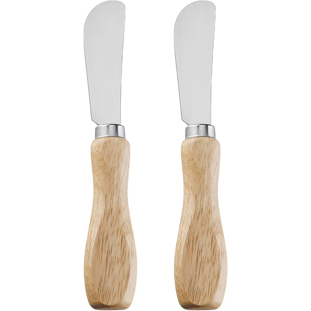 

Набор ножей для масла из 2 шт., дубовая ручка, прочное лезвие из нержавеющей стали, нож для масла для гладкого масляного крема, сыра, варенья, идентификатор
