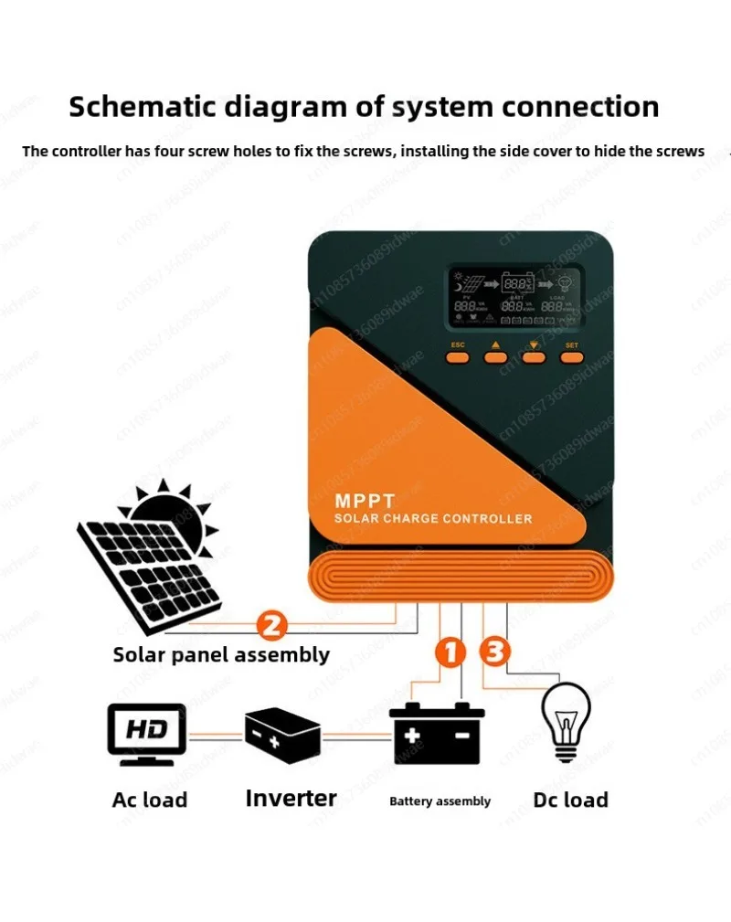 Solar Charge Controller MPPT 60A 50A 40A 30A 20A 10A Solar Panel Solar Charge Regulator 12V 24V Battery, PV Input 100VOC