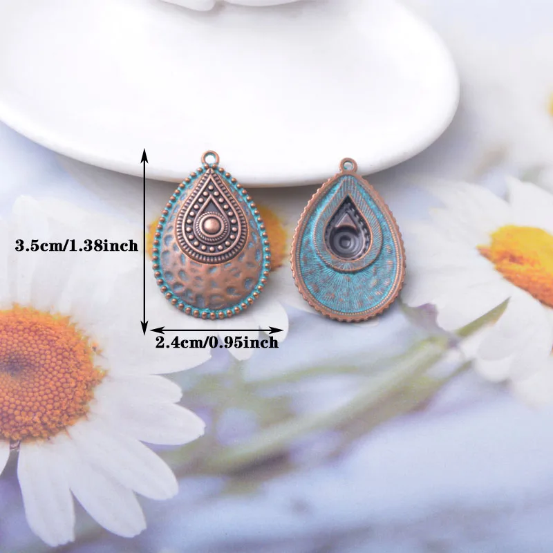 10 Stück Retro-Stil Wassertropfen-Anhänger Ohrring-Komponente DIY Ohrringe Anhänger – Detail 2