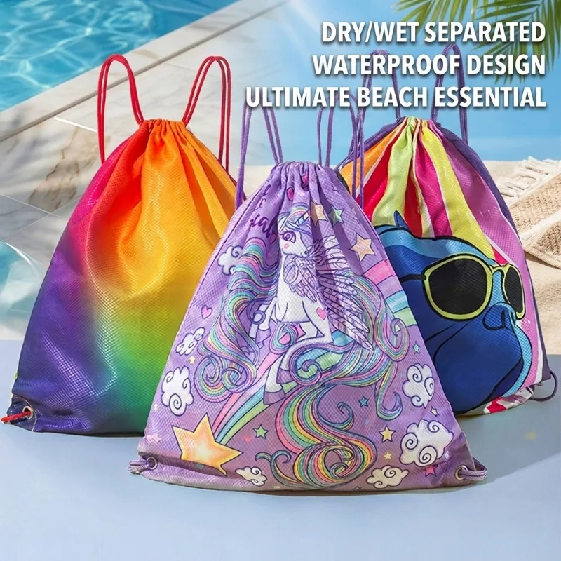 Dry Wet Separated Swimming Bag Waterproof Storage Pouch for Women Swimwear Beach Bag for Men Kids Backpack Portable Sports Gear