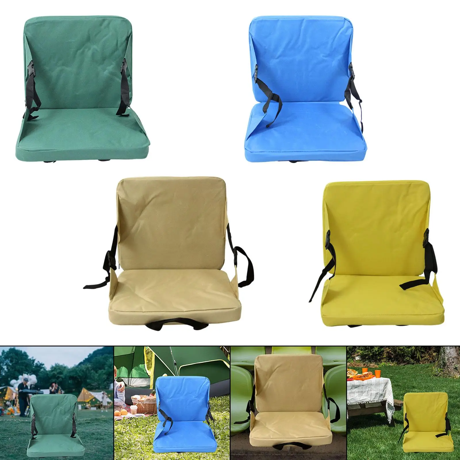 Stadium Seat Cushion, Thick Cushion, Floor Chair with Backrest for Lawn Sporting Events