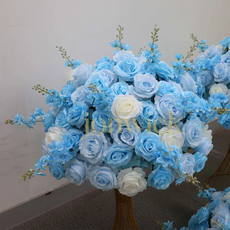 Blaue Künstliche Rose Delphinium Große Blumenkugel Tischdekoration Event Hochzeitsdekoration Blumenarrangement 80/70/60cm – Detail 8