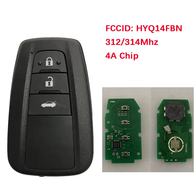 Aftermarket For Toyota Corolla 2018+Smart Key 312/314Mhz 4A Chip FCCID HYQ14FBN 8990H-12010 Fob Work For Brazil Market