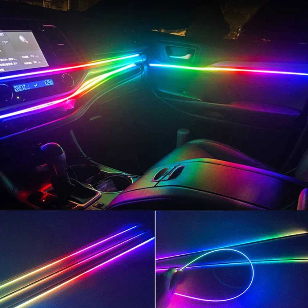 110CM/75CM/35CM For LED Strip Symphony Car Ambient Light RGB Interior Acrylic Optical Fiber Strip Dashboard Lamp For Replacement