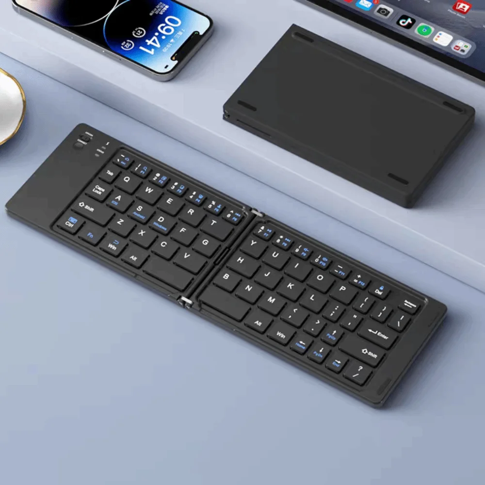 Fashion Mini Wireless Folding Keyboard Slim Design Lightweight Bluetooth Keyboard Rechargeable Portable Foldable Keyboard Tablet