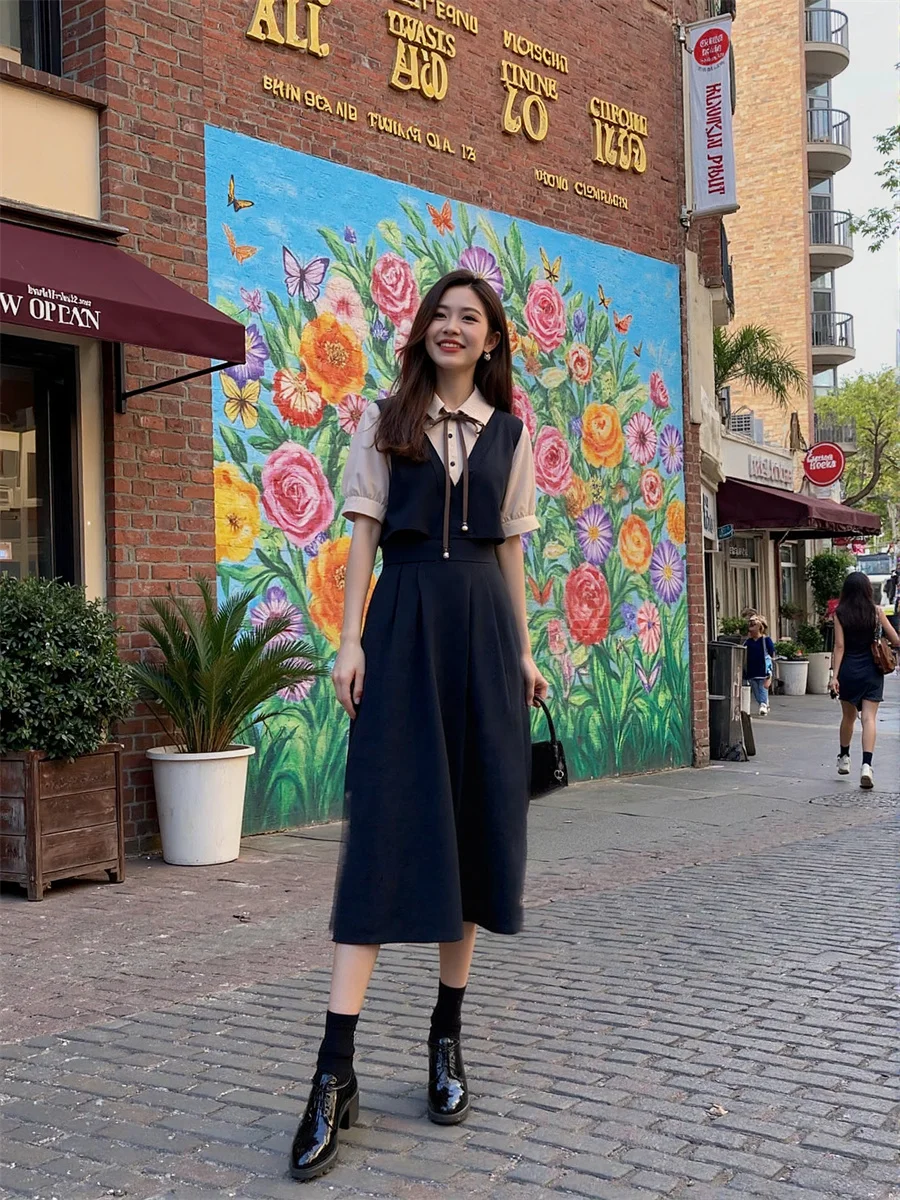 Women'S Long Dresses For Woman Casual Short Sleeve Summer Lace Flounce Ruffles Bow Tie-Up Drawstring Soft Vintage Boho Romantic