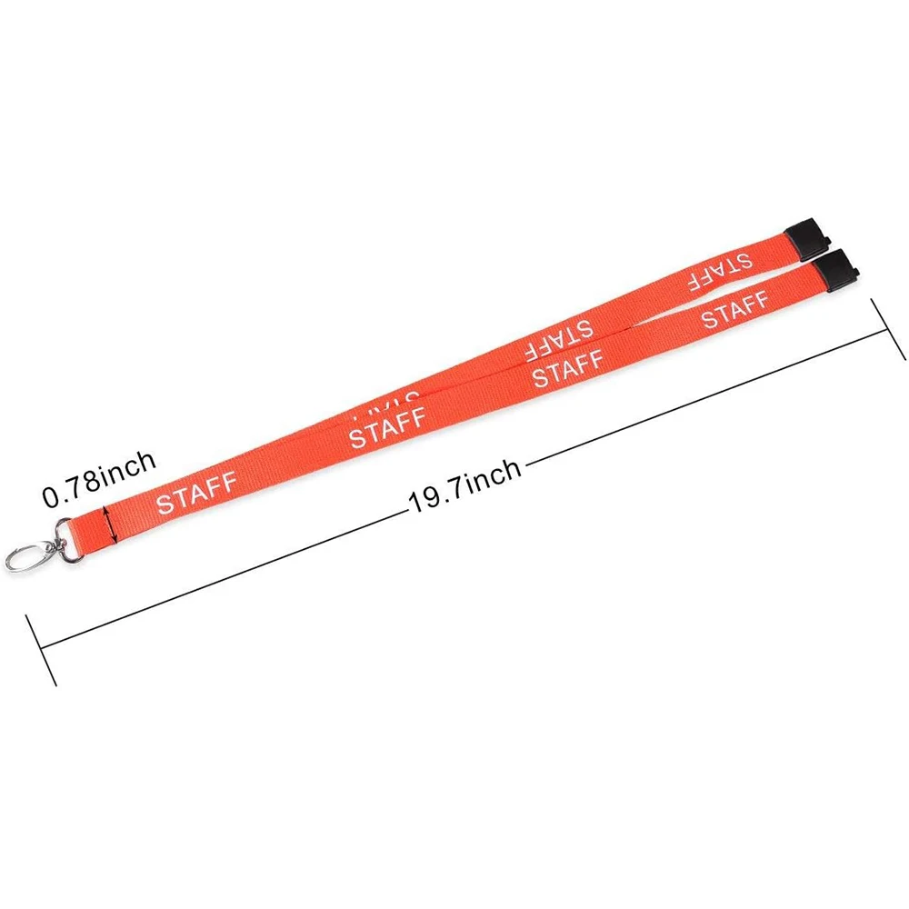 3pcs Staff Lanyards Printed Orange and White Staff Design Neck Strap Swivel Metal Clip