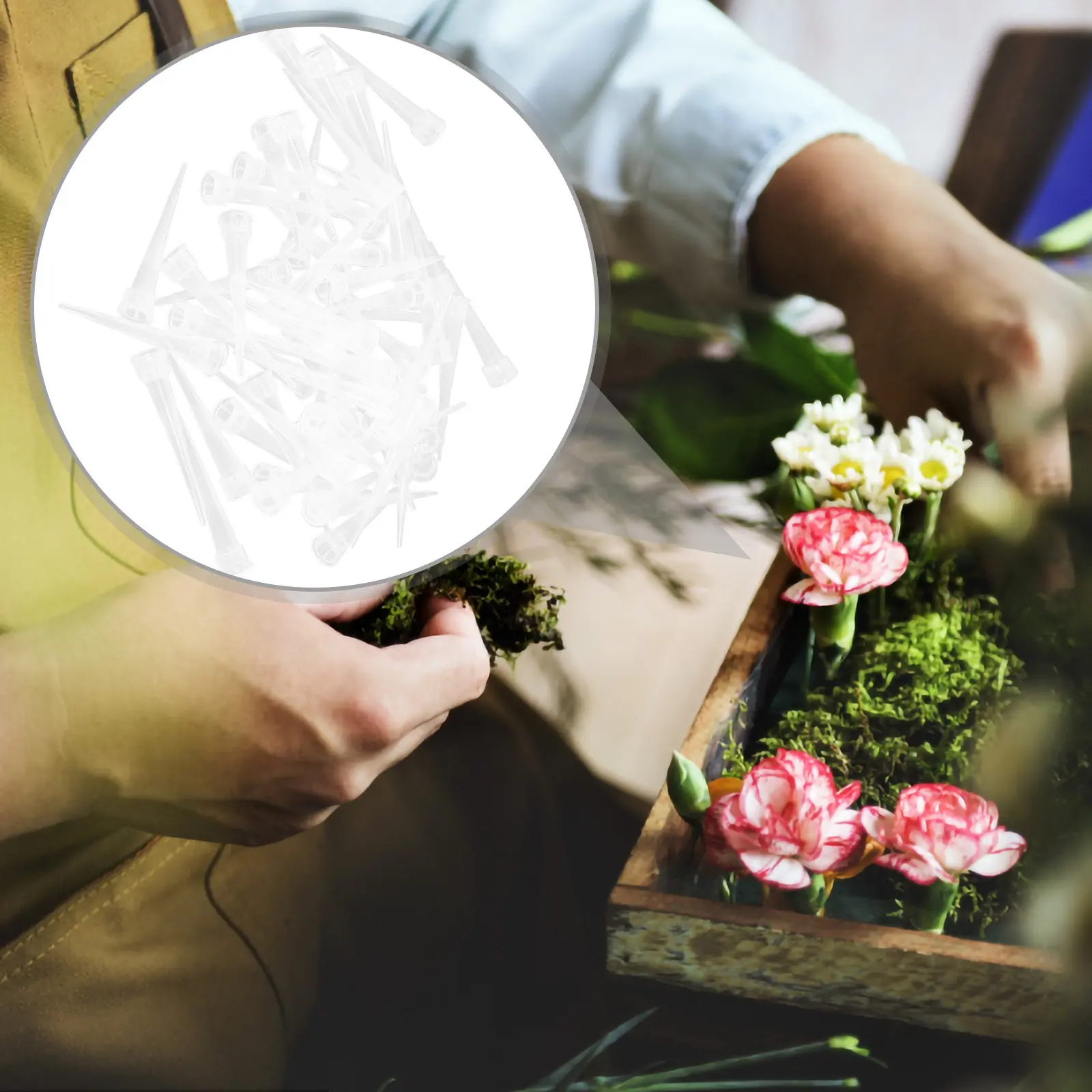 100Pcs Reusable Plastic Flower Stem Water Tube Holder for DIY Floral Arrangement Flower Mud Inserted Fixator Wedding Bouquet