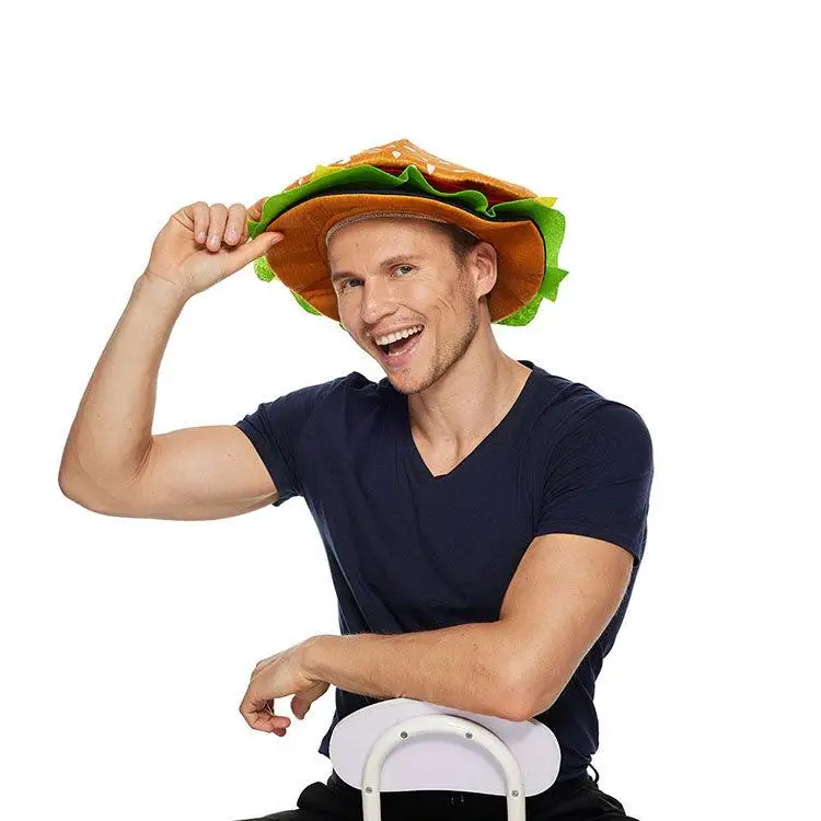 

Halloween Funny Food Plant Hat Weird Activity Hot Dog Pizza Burger Peanut Cactus Cap Women's Ethnic Costume Stage Wear