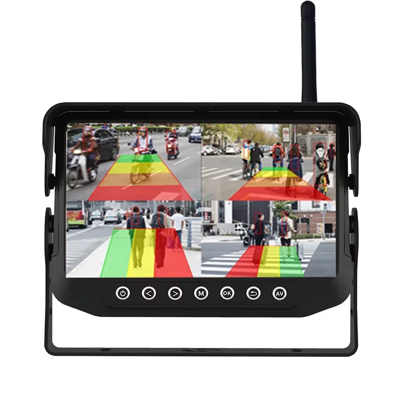 High Definition Waterproof 7 Inch Wireless Reversing Monitoring with Alarm BSD 4-Channel Camera System for Trucks