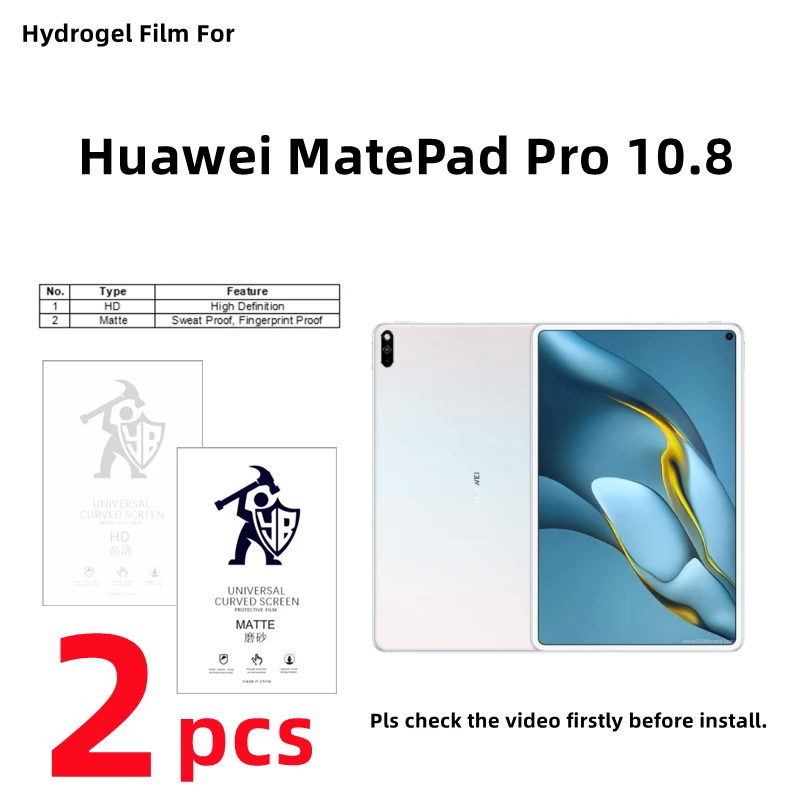 

2pcs HD Hydrogel Film For Huawei MatePad Pro 10.8 (2021) Matte Screen Protector For Huawei MatePad Pro 10.8 (2019) Clear Film