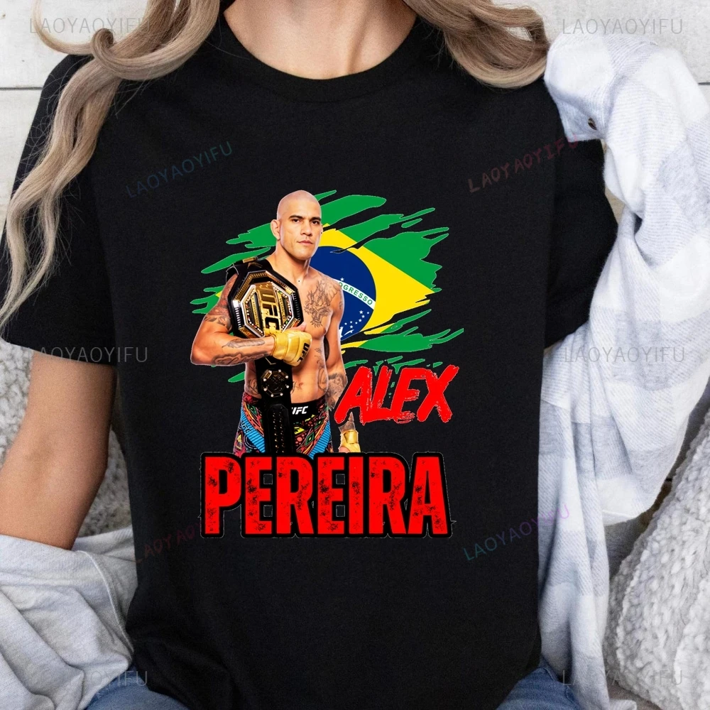 

Футболка с принтом чемпиона бокса Alex Pereira, модная хлопковая футболка для бразильских профессиональных любителей боевых искусств