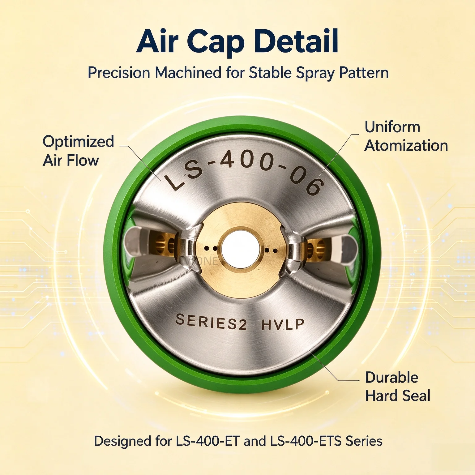Japan LS-400-06 Air Cap, Needle & Nozzle Set Fine atomization Corrosion resistance Compatible with the LS-400-ET/ETS series