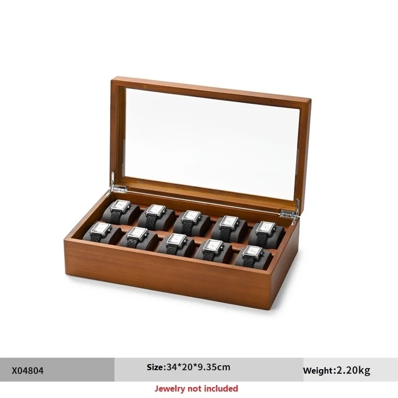 Oirlv 10-roosters horlogedoos Houten sieradendoos Horloges Organizer Mannen Vrouwen Mechanische horloges Opbergdoos Horloge Display Box