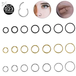 ZS 1PC G23 Titanium Hinged Hoop Nose Rings 16G/18G/20G  Septum Nose Clicker Silver Color Nose Piercing Cartilage Rook Earring