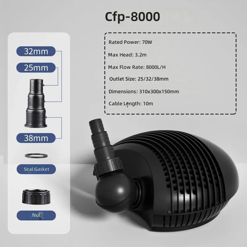 for CFP-8000 series eco-friendly plastic submersible pump for garden pond fish pond rockery circulating filter aquarium