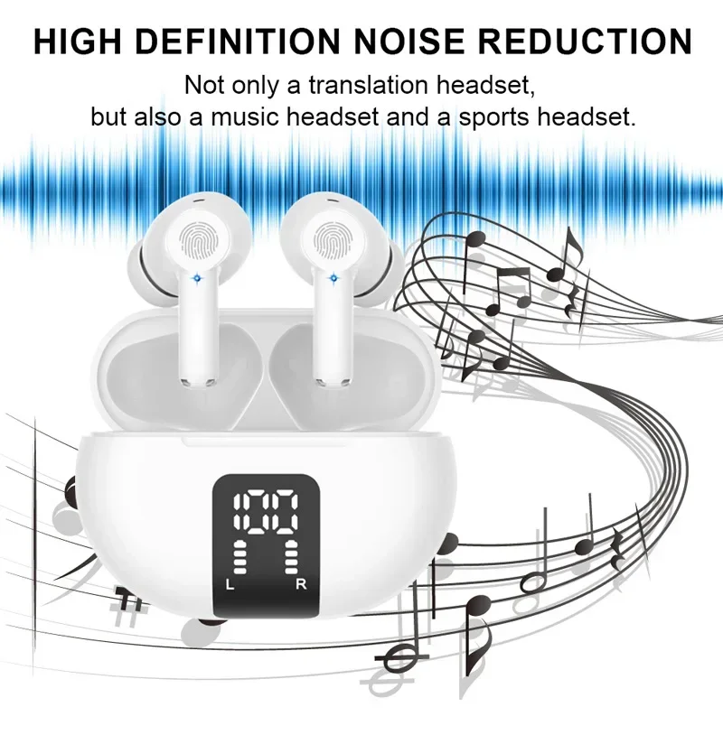 New Voice Translation Earbuds 100 Languages Translation Wireless Bluetooth V5.3+EDR dual microphone Earphone New