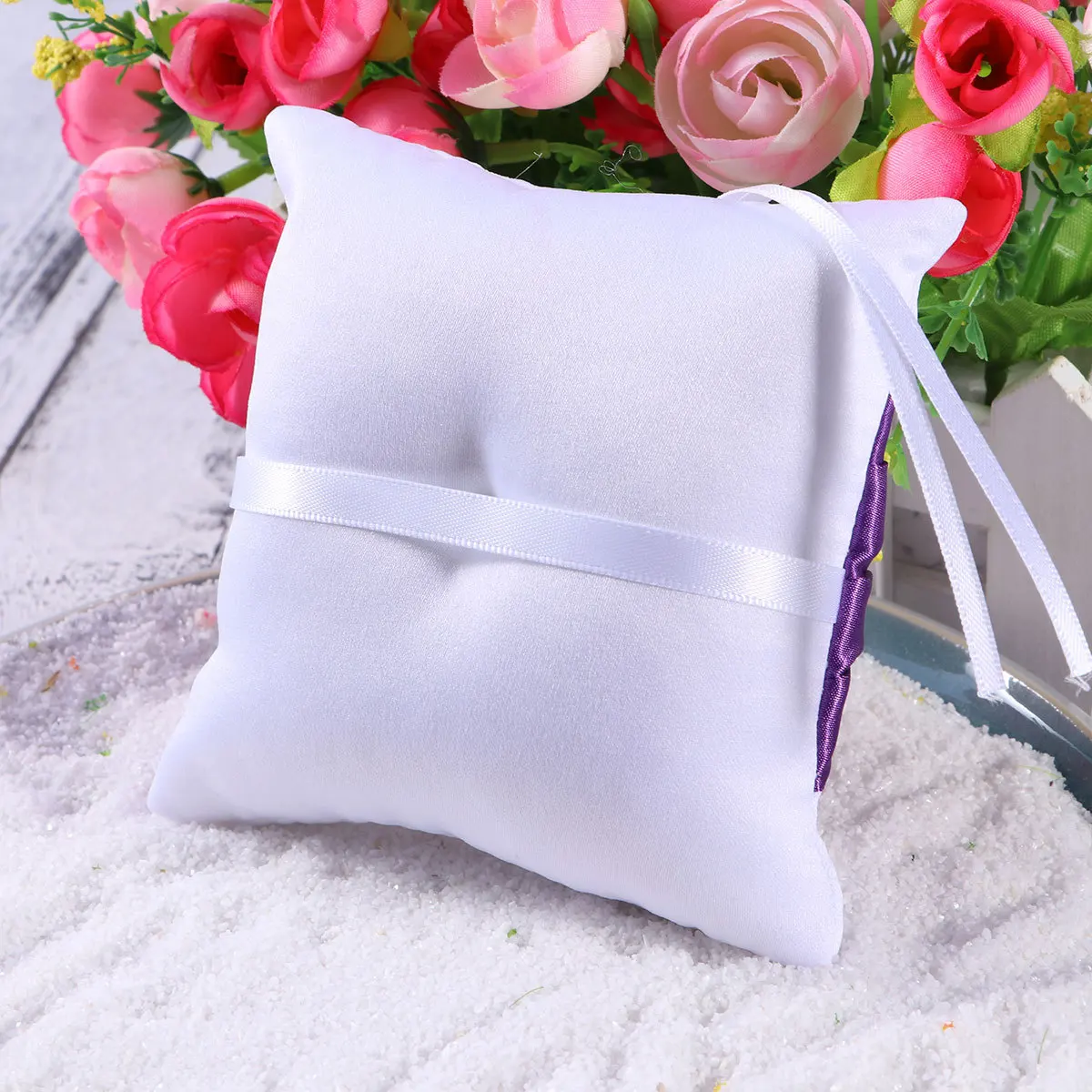 

10X10Cm Water Bridal Wedding Cushion Soft Lace Ring Bearer Pillow For Party Wedding Ring Bearer Pillow Decoration
