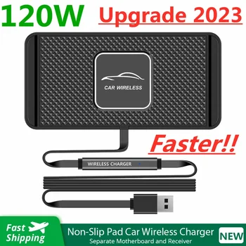 Carregador sem fio do carro do silicone, almofada de carregamento rápido, suporte para o iPhone 14, 13, 12, Xiaomi, Samsung, Huawei, telefone móvel, 120W
