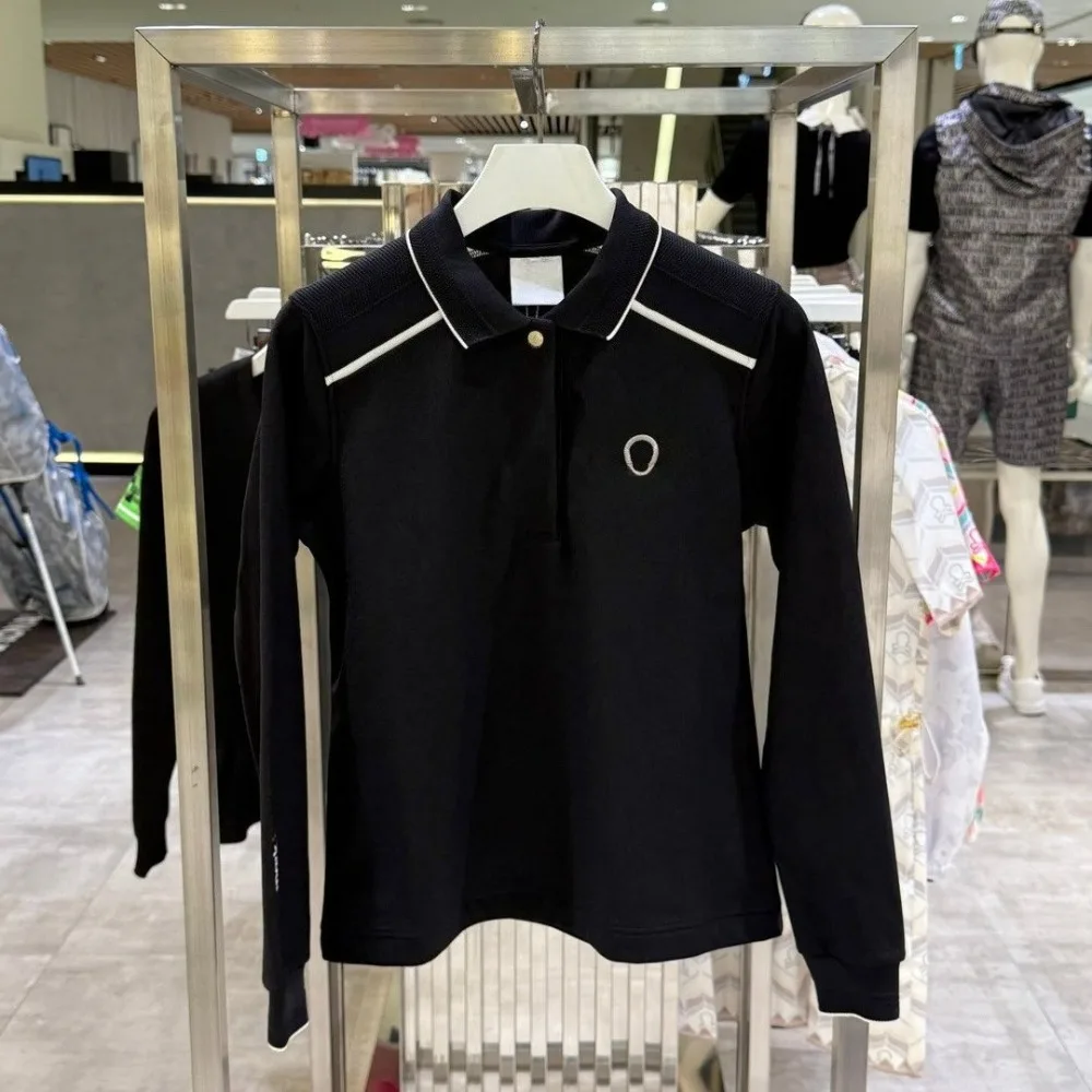 Women's Golf Long Sleeve Collared Top 2026 Fall New Korean Style Brushed Base Layer Wear Alone Soft Comfortable Airy Daily Slim