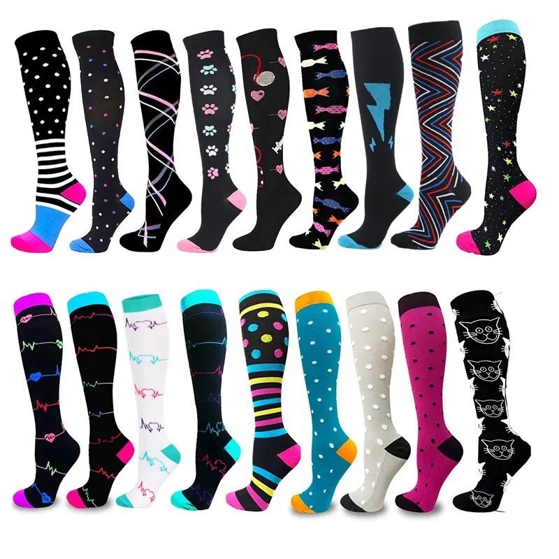 Unisex Compression Stockings Soccer Golf Tube Sport Socks For Varicose Veins Nurses, Pregnancy Nurse Black Compression Socks