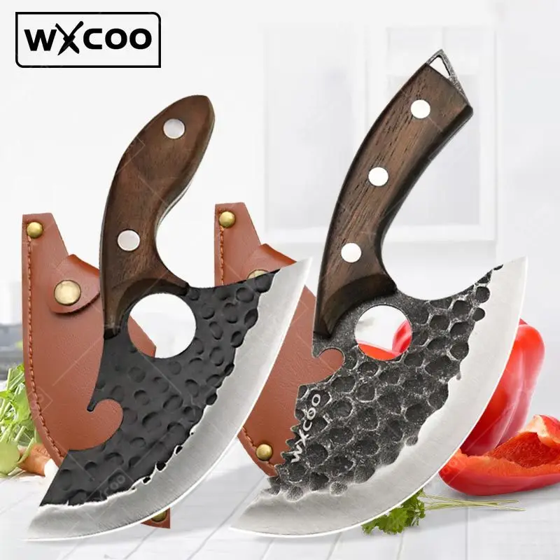 WXCOO Professional Kitchen Knives Hand Forged Boning Knife Stainless Steel Fruit Paring Knife Meat Cleaver Butcher Slicing Knife