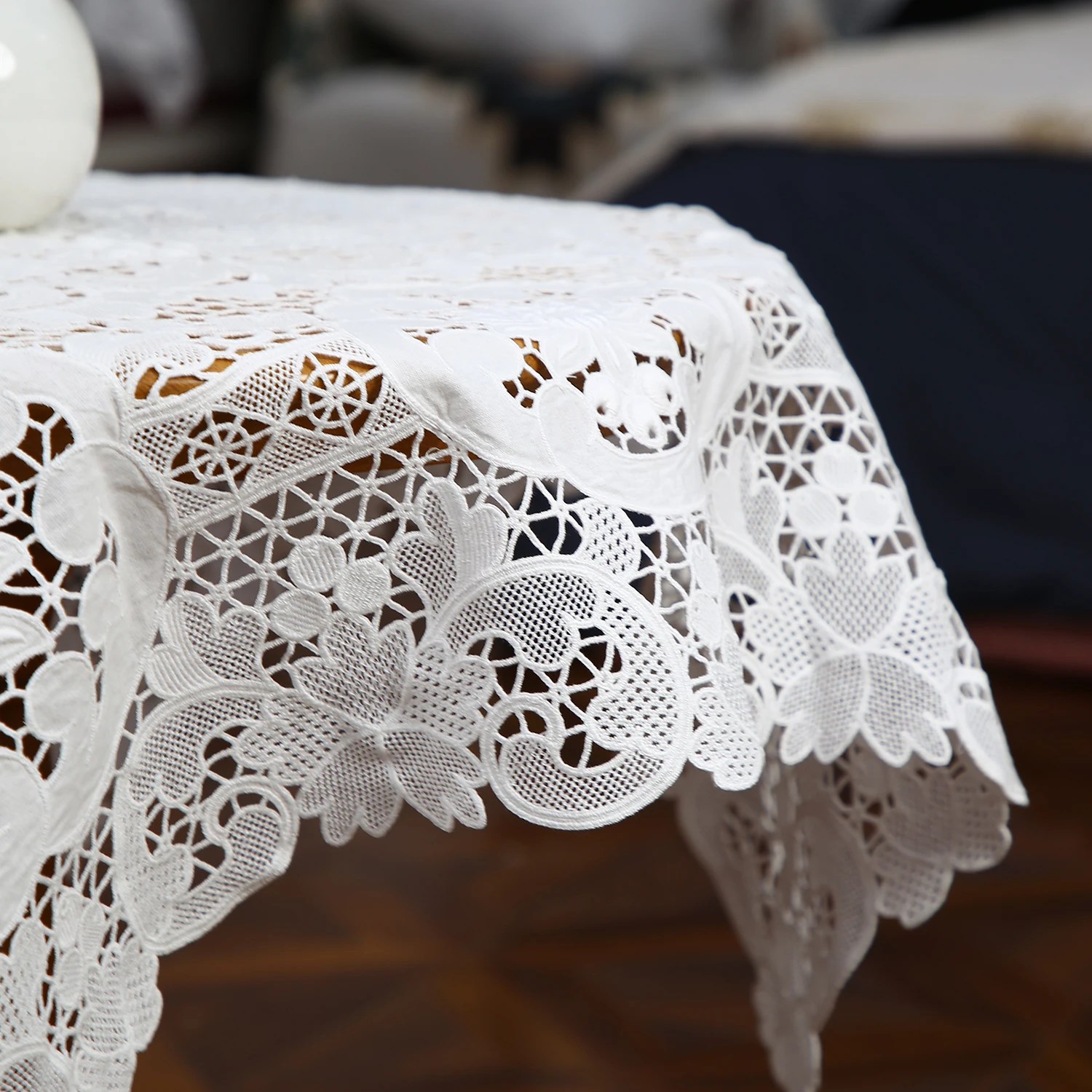 @5801  Vintage Italian Lace, Richelieu Embroidery Tablecloth, Piano Cover, Cutwork, Classical, Elegant, White, Beige, Great Gift