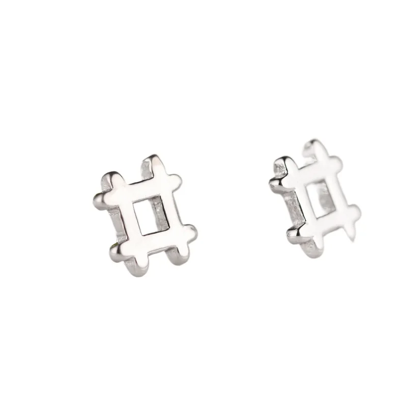 Orecchini geometrici in argento sterling 925 dal design a quadretti Orecchini semplici ed eleganti in stile coreano alla moda per le donne