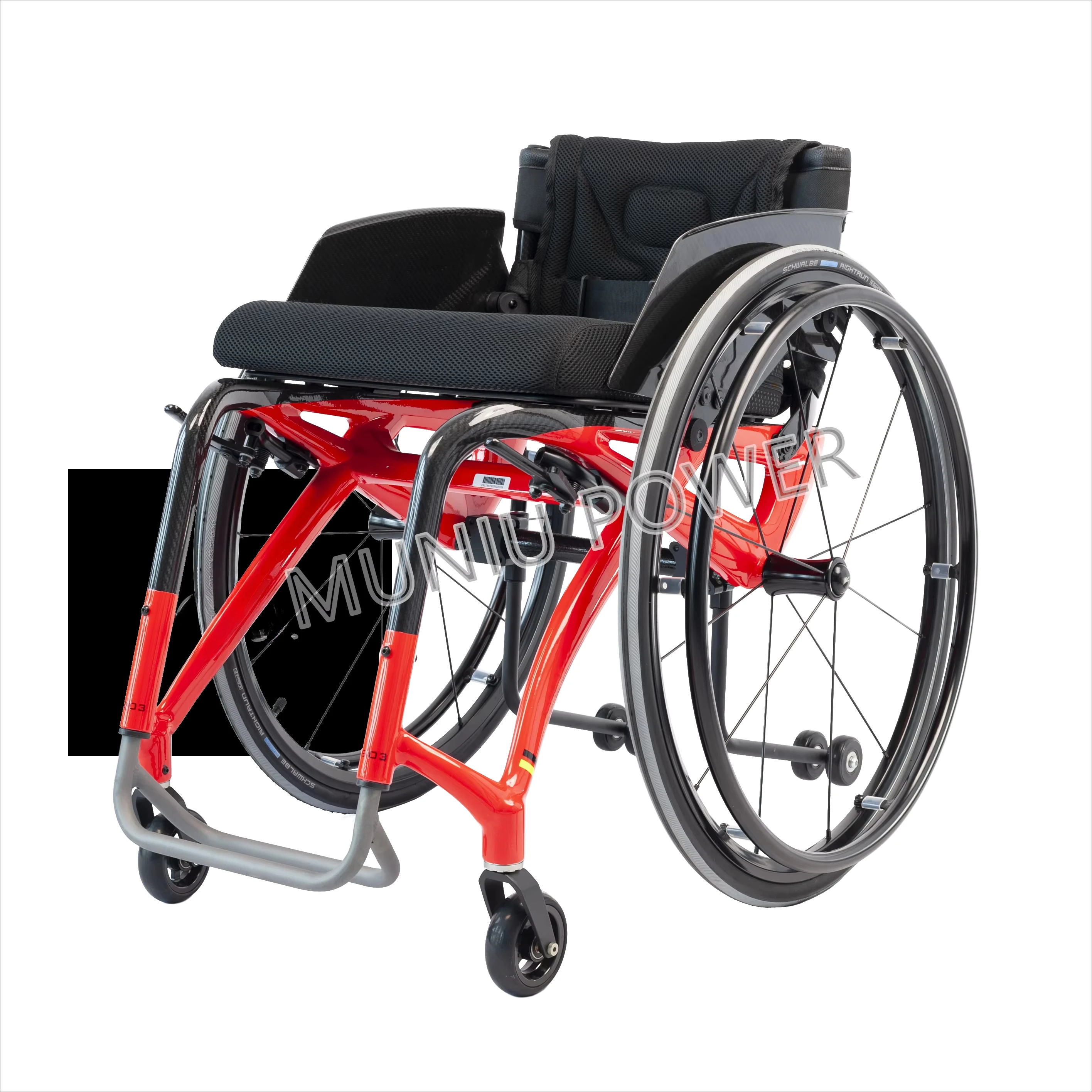 Lightweight Black Soft Backrest Carbon Fiber Manual Wheelchair with Comfortable Design for Handicap Use