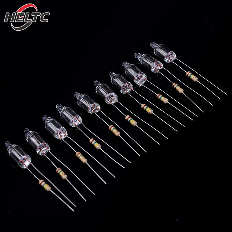 20pcs/set Neon Indicator Lamps With Resistance Connected To 220V 6*16 Mm Neon Glow Lamp Mains Indicator