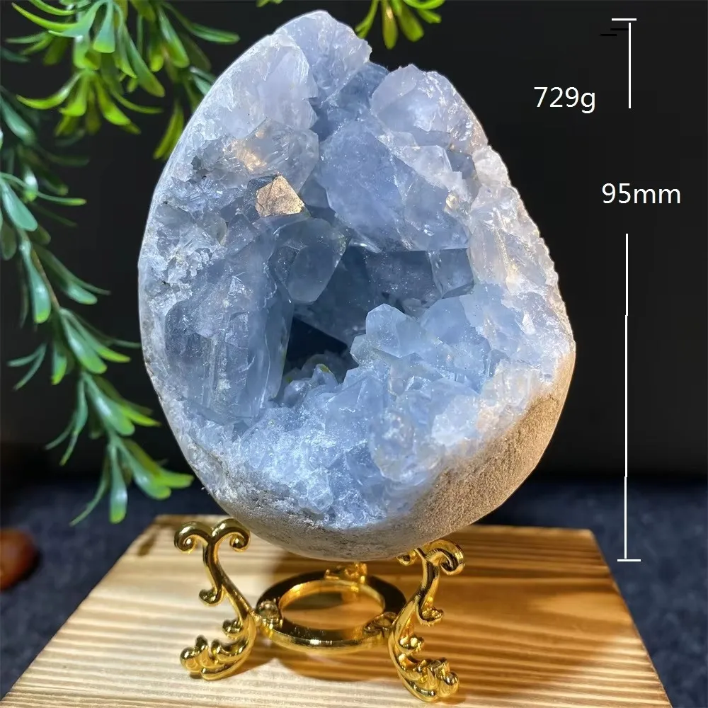 Blue Crystal Geode Rare Natural Quartz Freeform Minerals Reiki Raw Feng Shui Wicca Ornaments For Home Decoration Room Egg