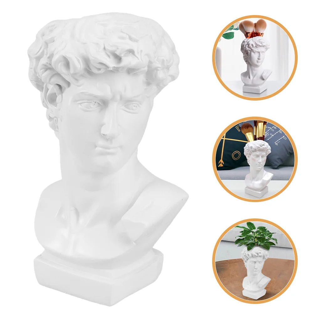 Pen Holder Flower Pot Pencil Holders Arrangement Vase Body Resin Greek Statue Decor Child