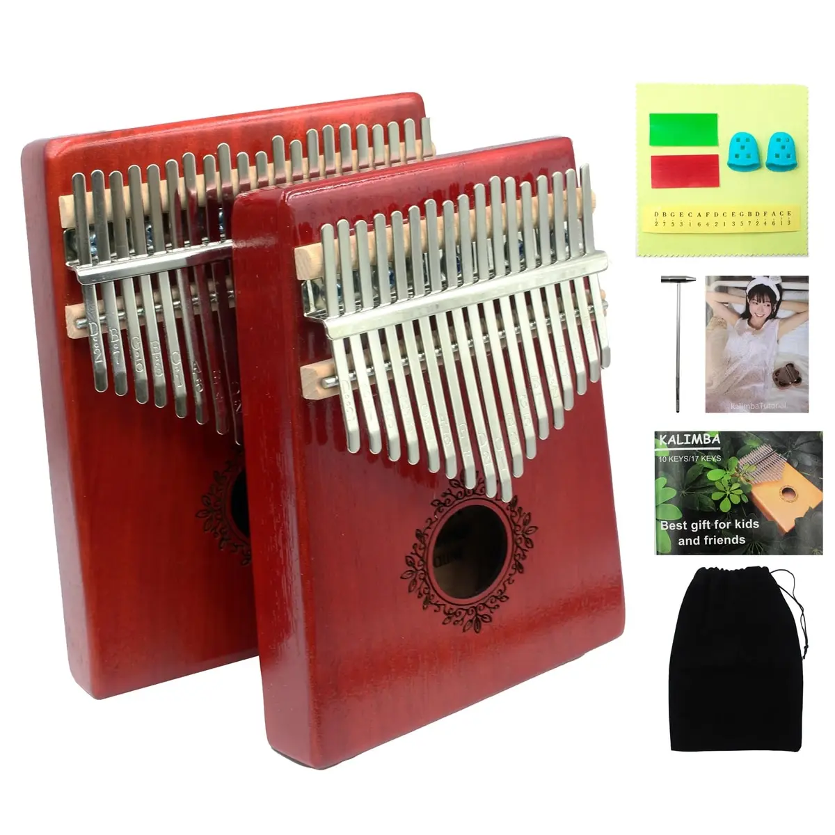 

Kalimba Thumb Piano 17 21 Keys High Quality Mahogany Wood Portable Finger Piano Christmas Gifts With Accessory for Kids