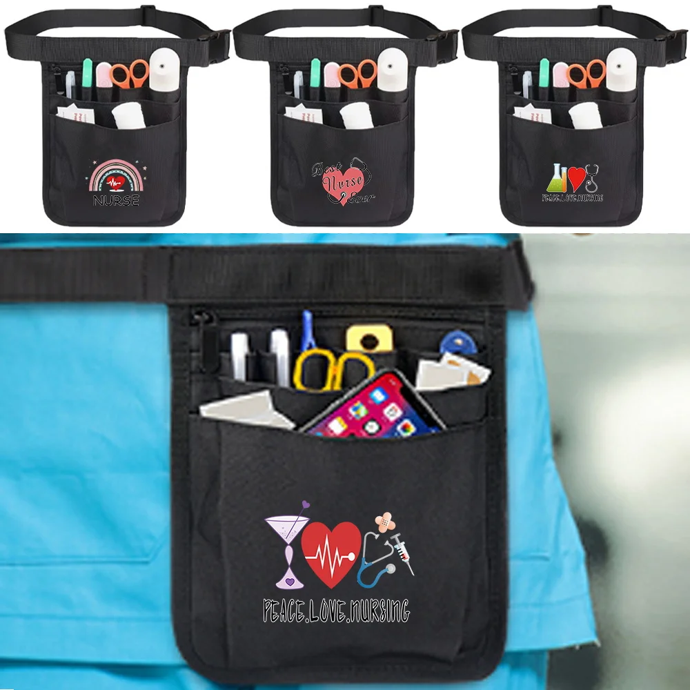 

Nurse Multi Function Tool Printed Pattern Organizer Bag With Extra Pocket Nurse Waist Bag Shoulder Bag Nylon Accessories Tool