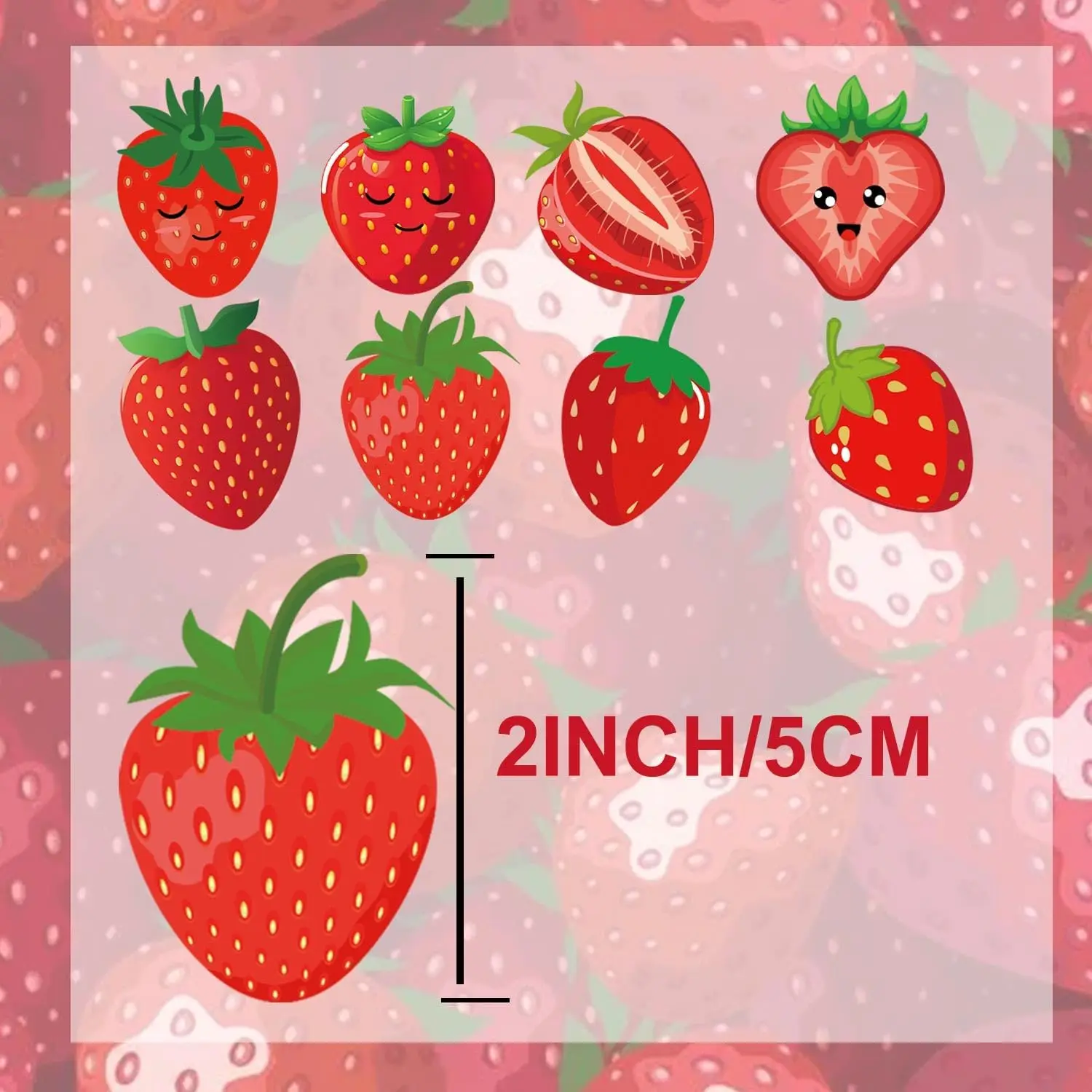 2 Inch Red Strawberry Shaped Stickers Strawberry Themed Birthday Party Favors - Pink Berry First Birthday