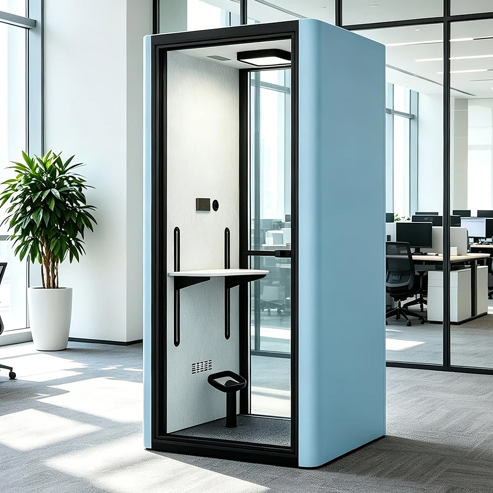 Modular Acoustic Phone Booth Soundproof Office Pod Aluminum Frame DIY Assembly Co-working Space Office Building School Hotel