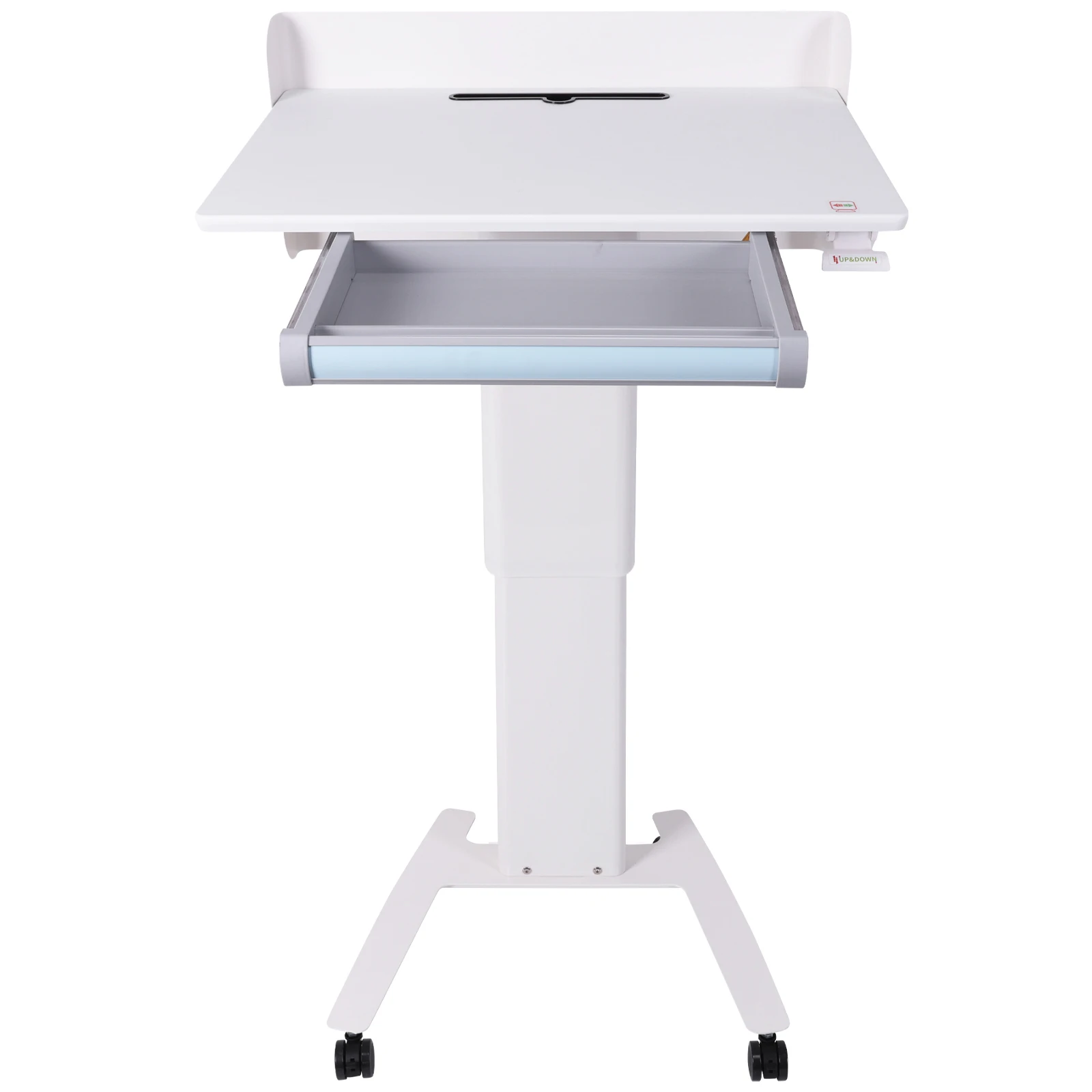 Mobile Stand-Up Desk with Wheels Portable Stand Up Desk Adjustable Height with Storage Tray for Presentations & Public Speaking