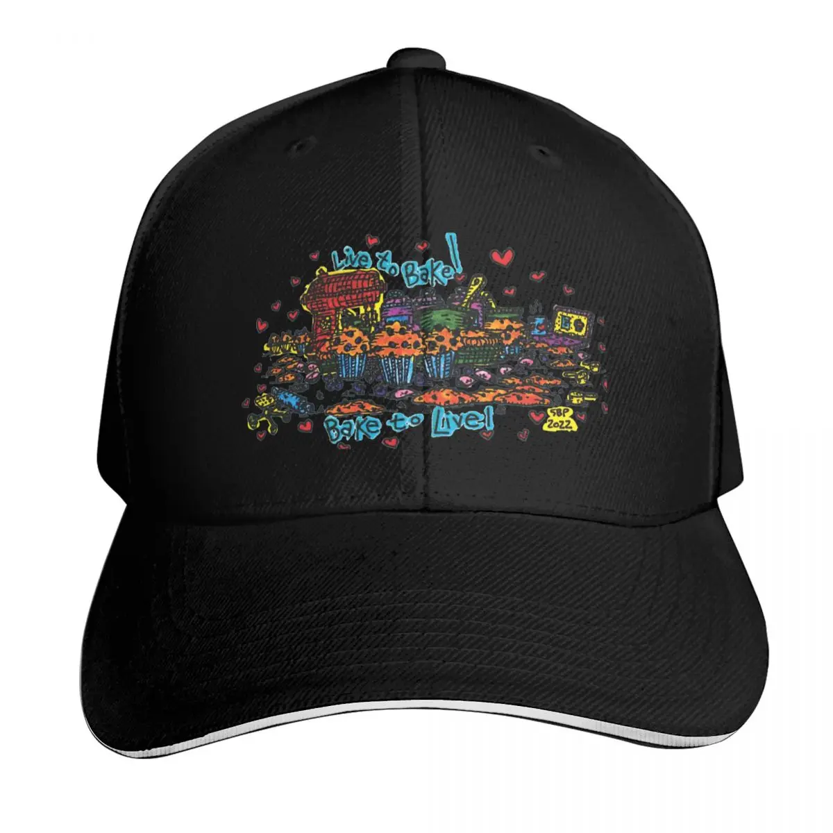 LIVE TO BAKE! Baseball Cap Lightweight Packable Gift for Him Her Casual Daily Wear