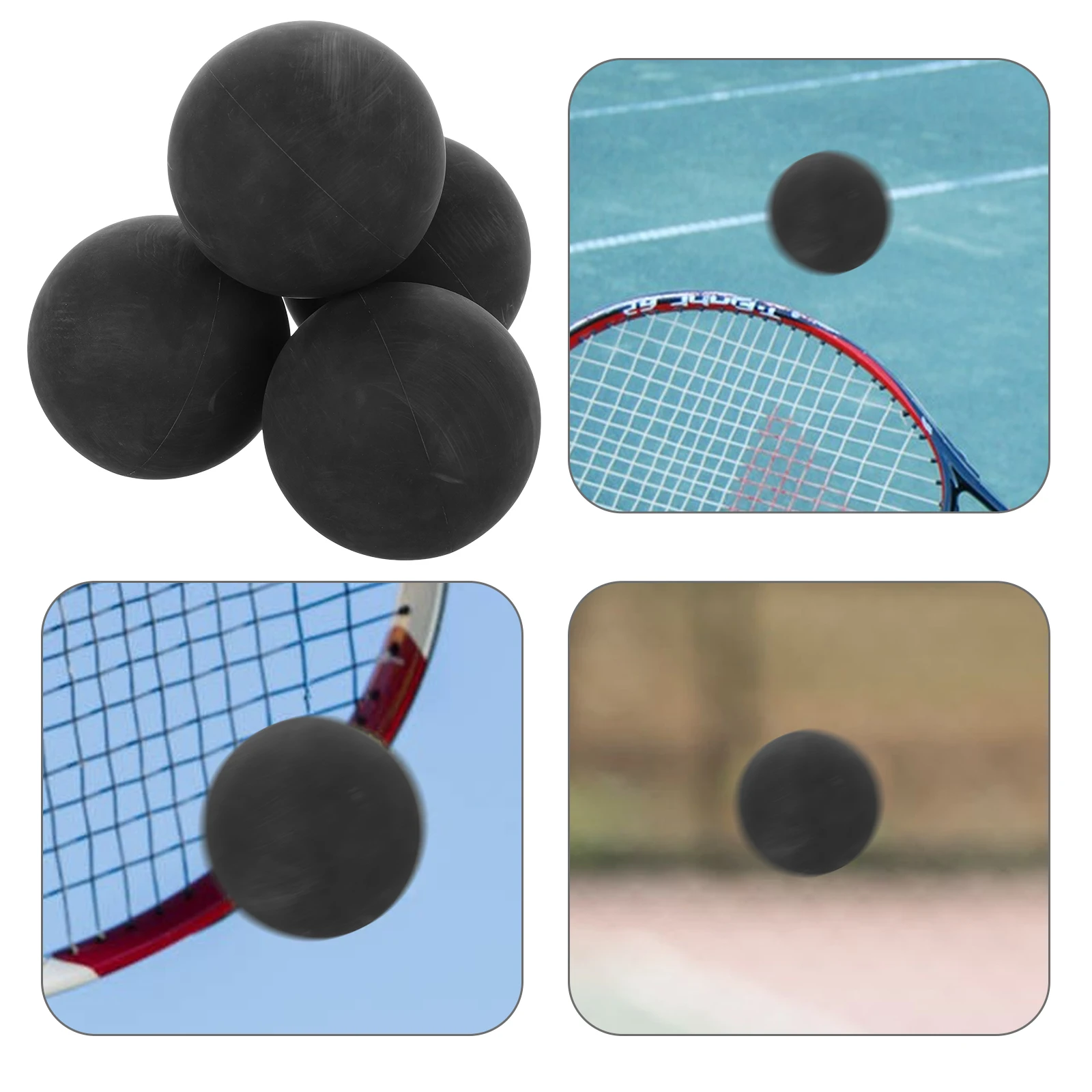 

4 Pcs Black Mini Bounce High Elasticity Hollow Design Reaction Training Balls Sports Rubber Balls Use Lightweight