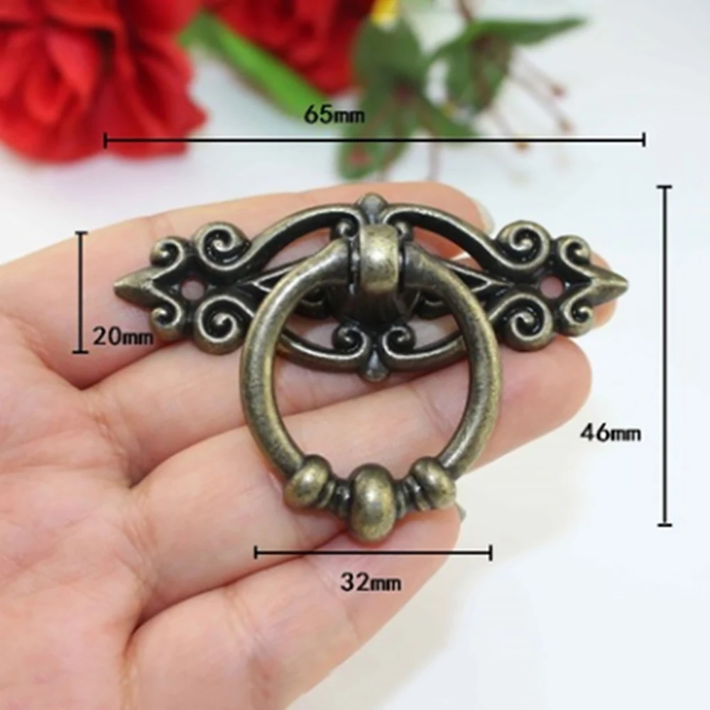 Cabinet Retro Handle Door Antique Alloy Handle Drawer Pull Ring Wood Case Handle Hanging Ring For Home Furniture DIY Decoraction