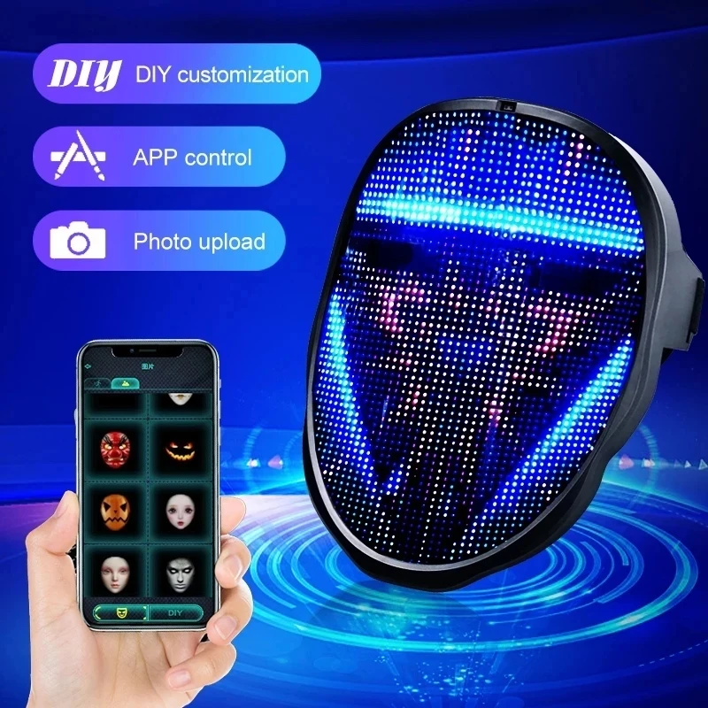 Bluetooth Mask App Smart Led Mask cambio facciale programmabile foto fai da te regali per feste di Halloween