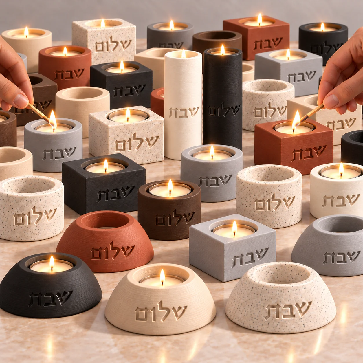 Shabbat Shalom Candle Holder Judaica Candlestick Engraved Hebrew Sabbath Candle Holder Jewish Home Religious Decor Gift
