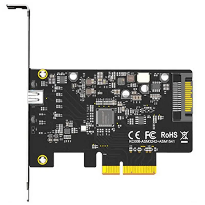 ASM3242 USB 3.2 PCIE Raiser Card Gen 2 X2 Type-C Ports PCI-E PCI Express X4 SATA 15Pin Connector 20Gbps gen2 Transfer usb3.1