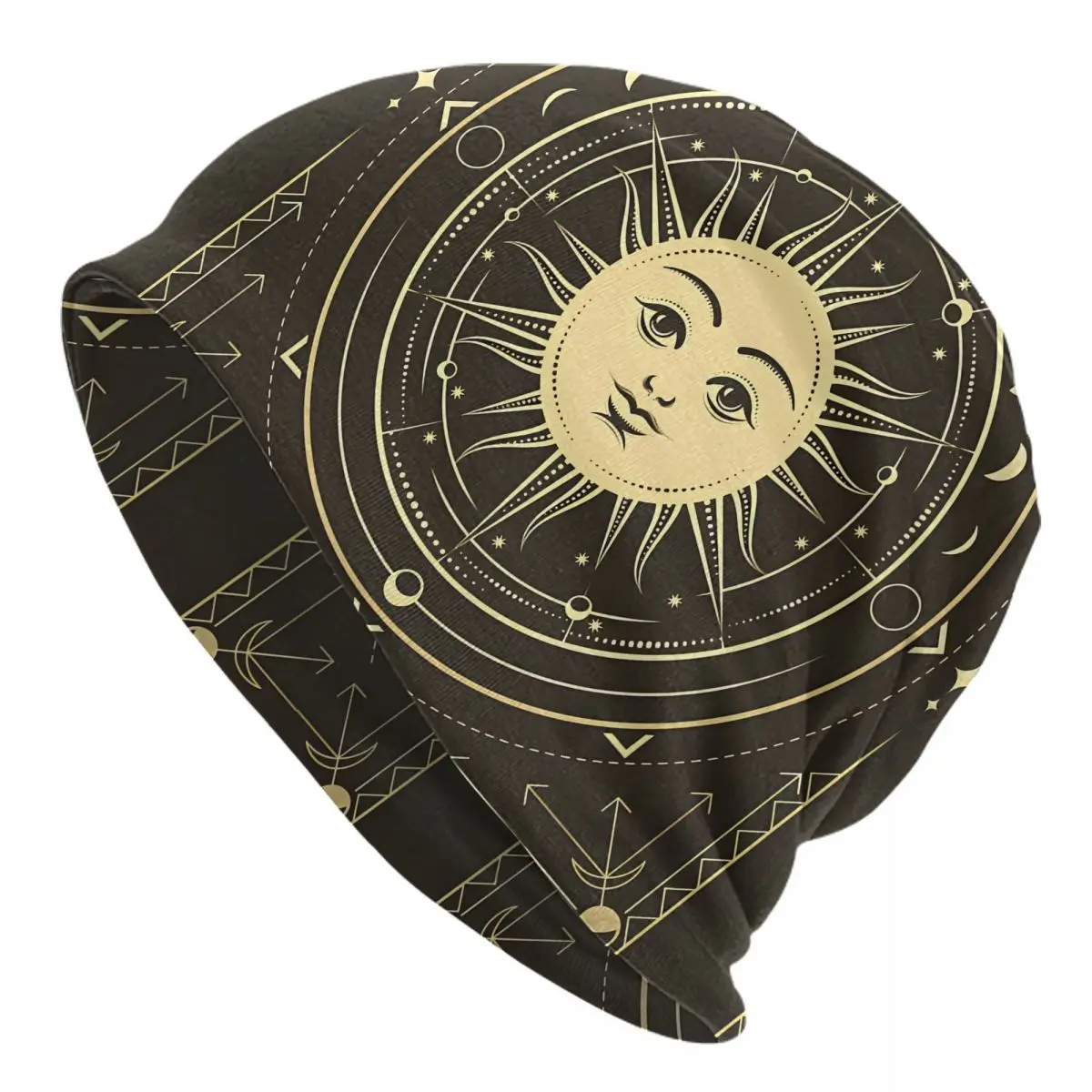 Medieval Symbol Of Sun With Phases Of Moon And Planets Unisex Bonnet Thin Hiking Double Layer Hats For Men Women